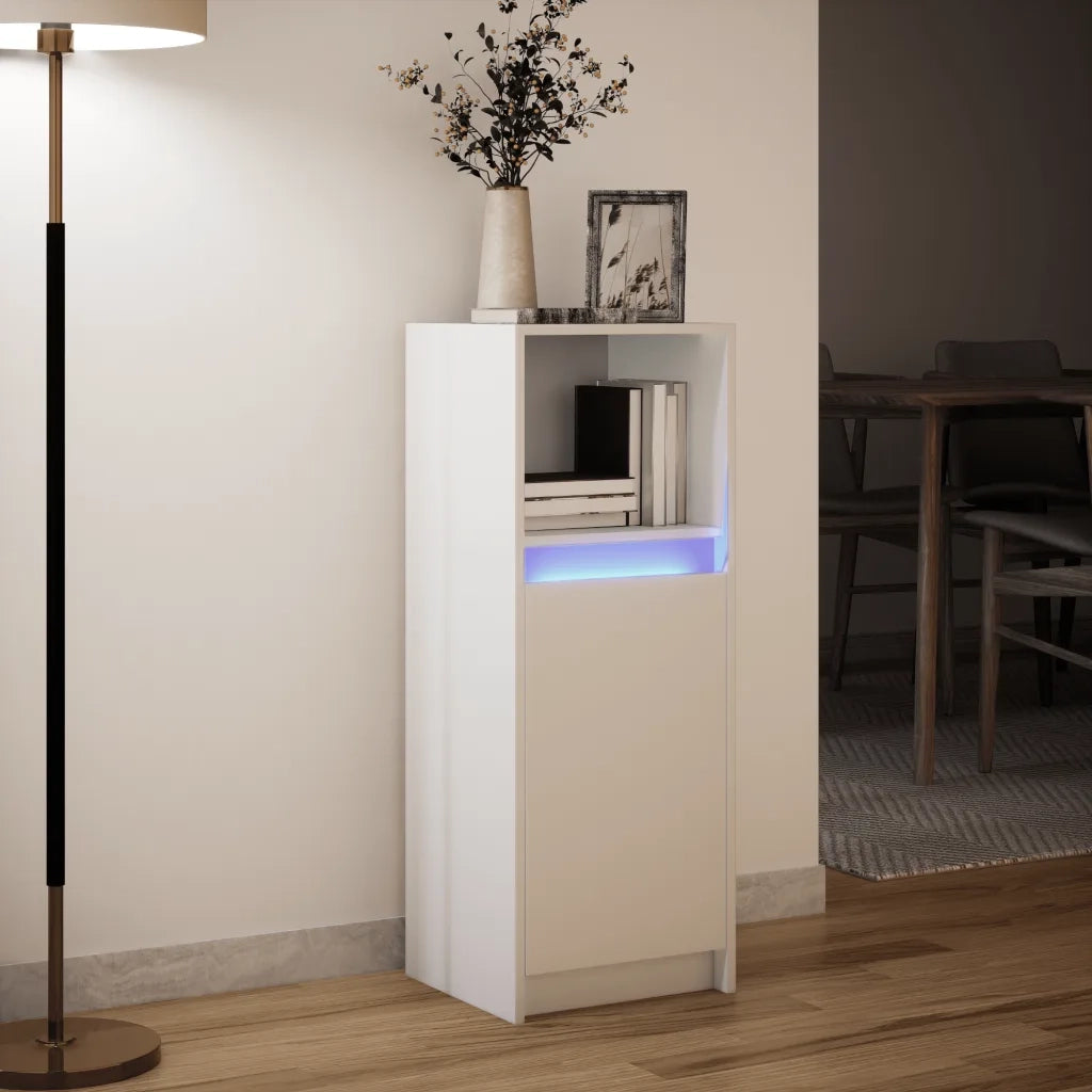 Credenza con LED Bianca 38x34x100 cm in Legno Multistrato 852166
