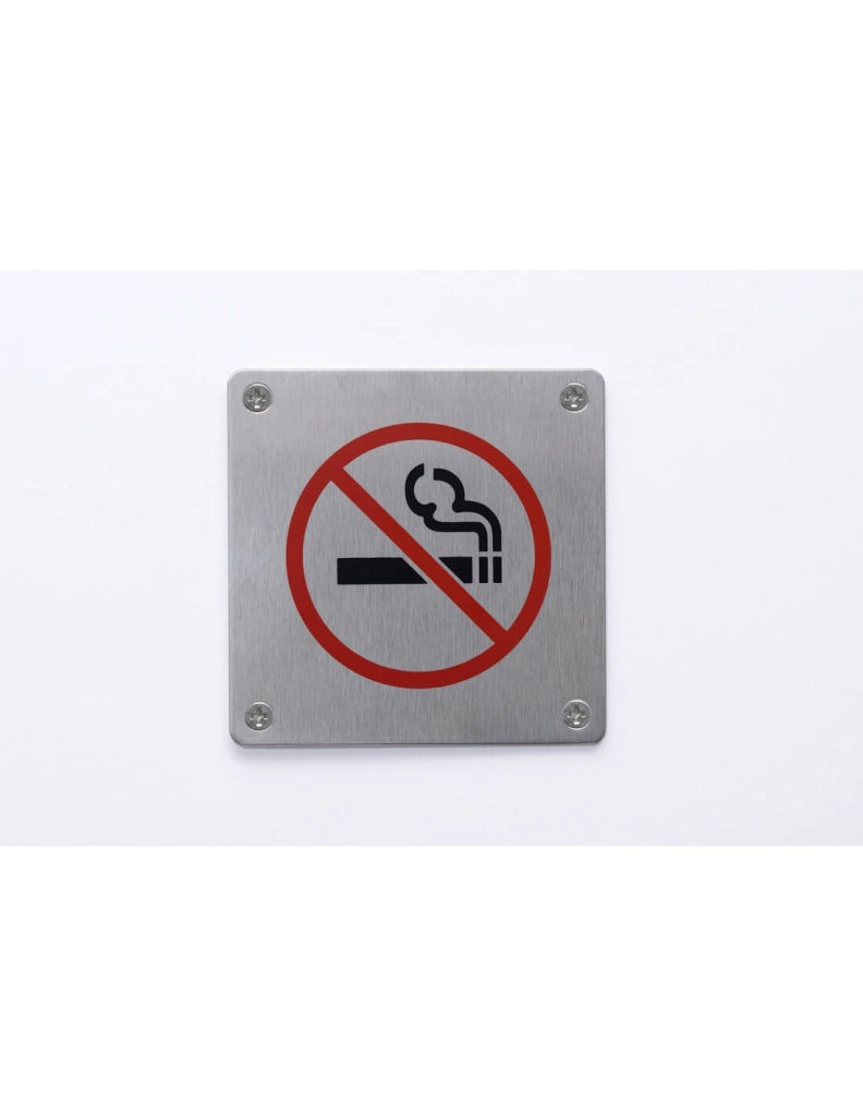 Cartello No Smoking, vietato fumare, da avvitare, targa in acciaio inossidabile spazzolato, marcatura nera, 100x100mm - THIRARD