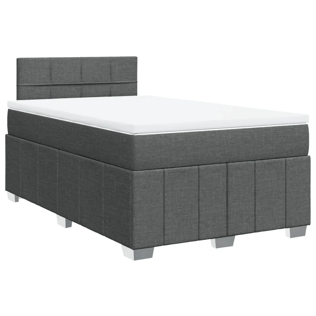 Giroletto a Molle con Materasso Grigio Scuro 120x190cm Tessuto