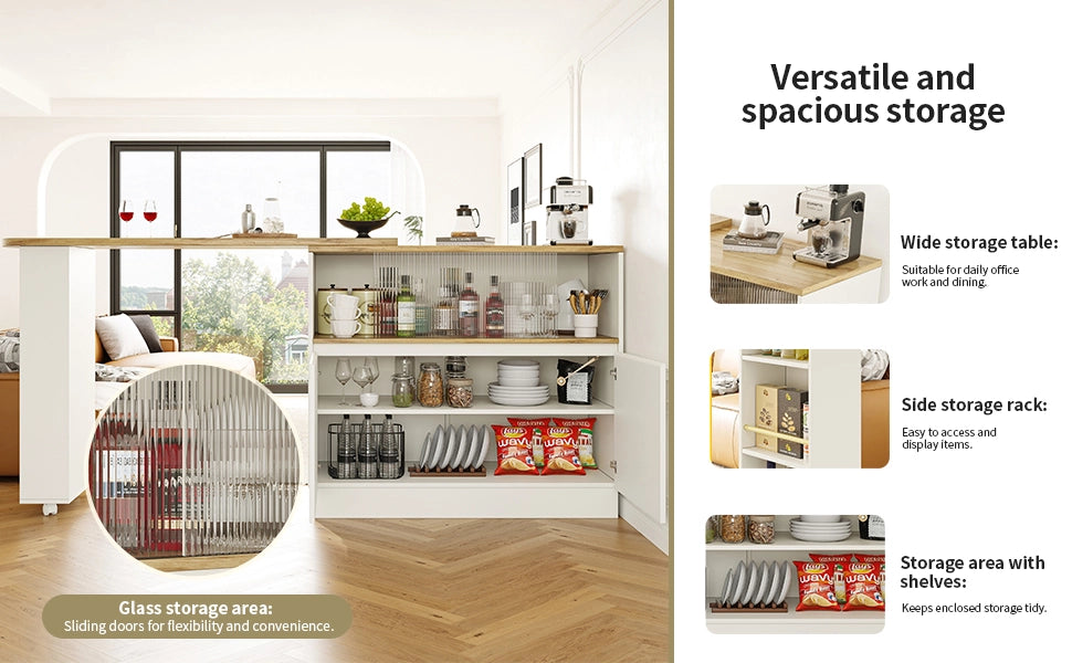 Mobile TV Girevole 360¡ã con Ripiani e Vetro ¨C MINIMAL ¨C Nero/Bianco, 90x45x100 cm