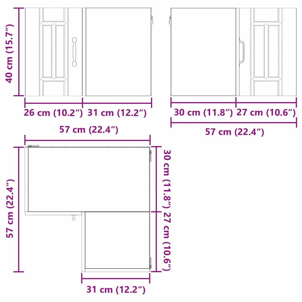 Mobile angolare per parete LUCCA Nero 57 x 57 x 40 cm 884956