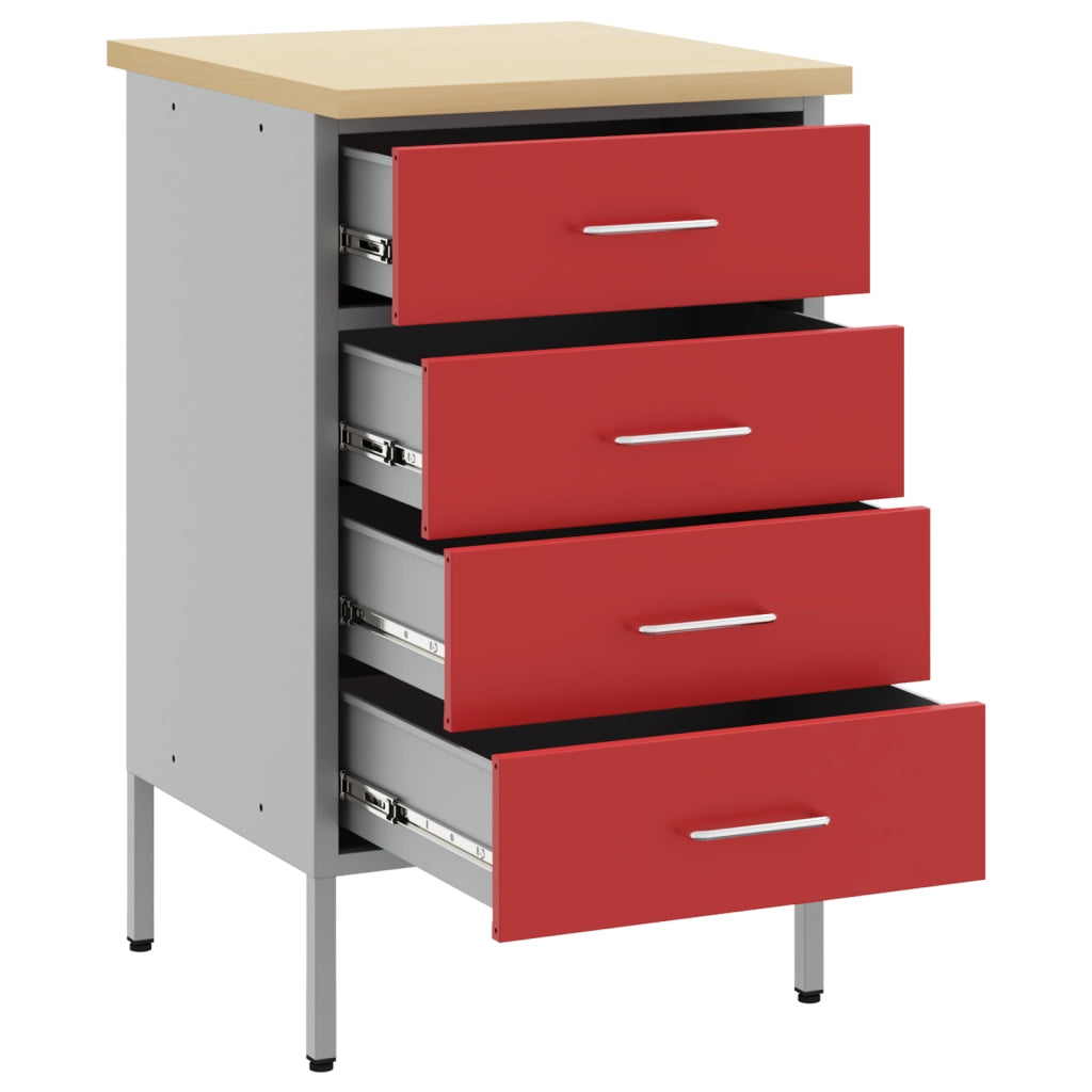 Armadio da Lavoro Rosso 50x55x85 cm Acciaio