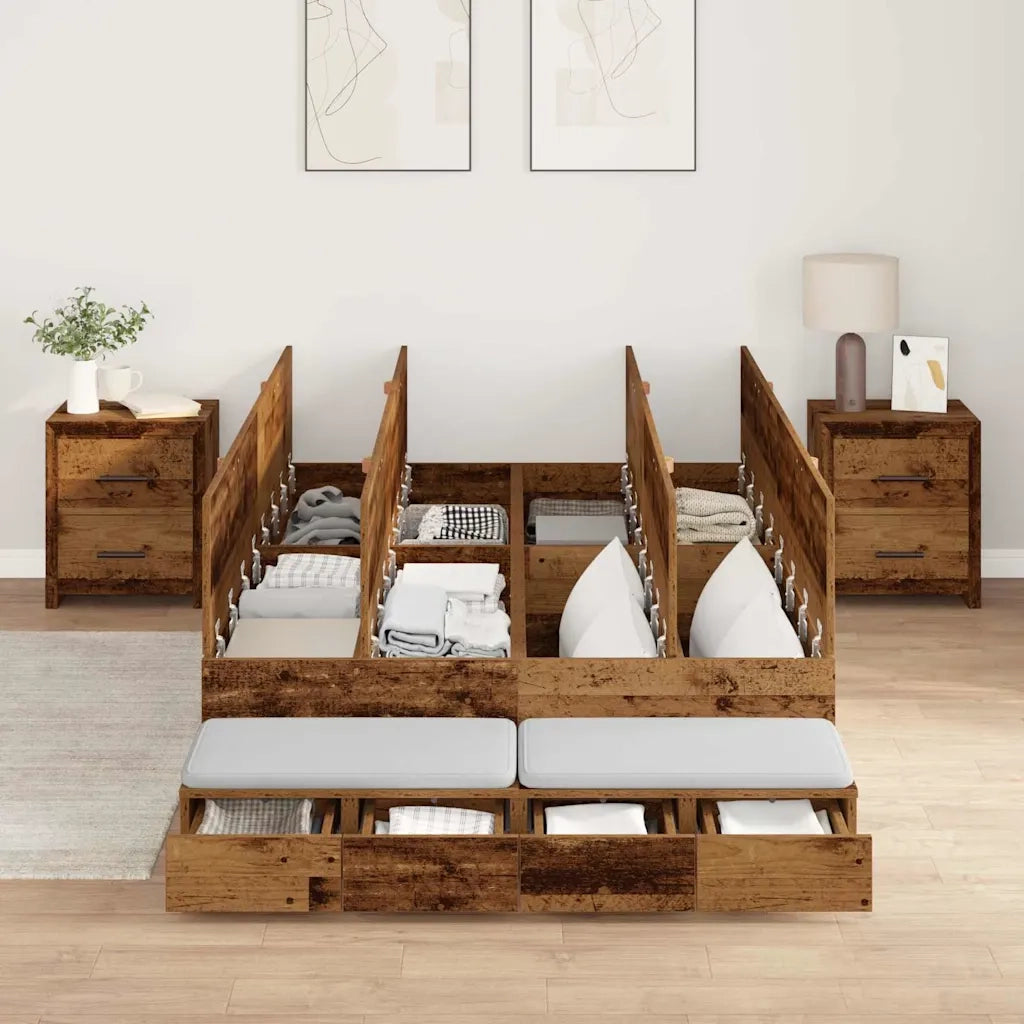 Struttura letto con contenitore Legno vecchio 120 cm 3335635
