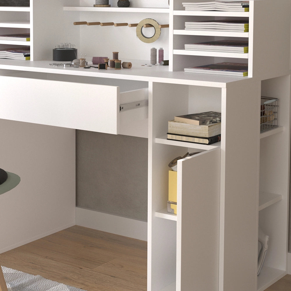 Vicco Scrivania con ripiani Bianco 126.8 x 50 cm XL con ripiani