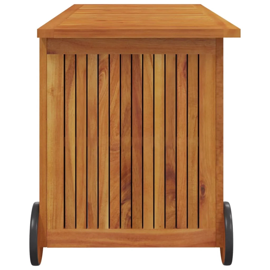 Baule da giardino con ruote 113 x 50 x 58 cm legno di acacia 02_0013064