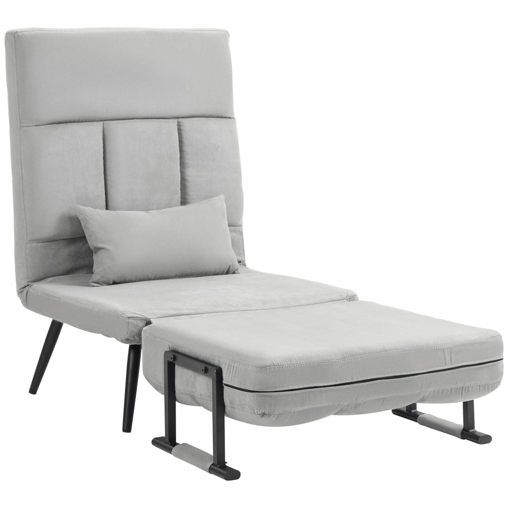 Poltrona letto imbottita ¨C zephmum ¨C grigio tessuto velluto 90x200 cm