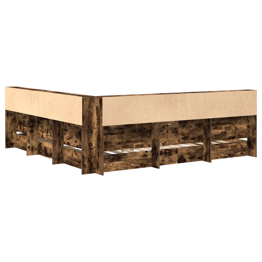 Letto con libreria Quercia Affumicata 180x200 cm Legno Ingegnerizzato