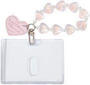 Porta carte con cuore - Protezione trasparente per la carta - Porta tessere con ID - Acrilico - Chiave appeso - Compatta e leggera