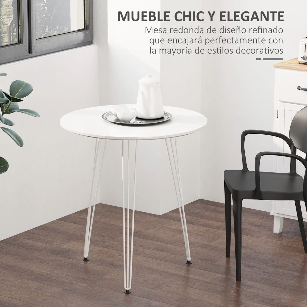Tavolo da pranzo rotondo moderno ¨C zephmum ¨C bianco, metallo, ?70x75 cm