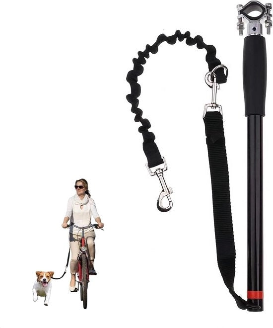 Manubrio con Cinturino di Training per Cani - Progettazione Assorbente Shock - Lunghezza Manubrio 42.5cm - Lunghezza Cinturino 68cm - Nero