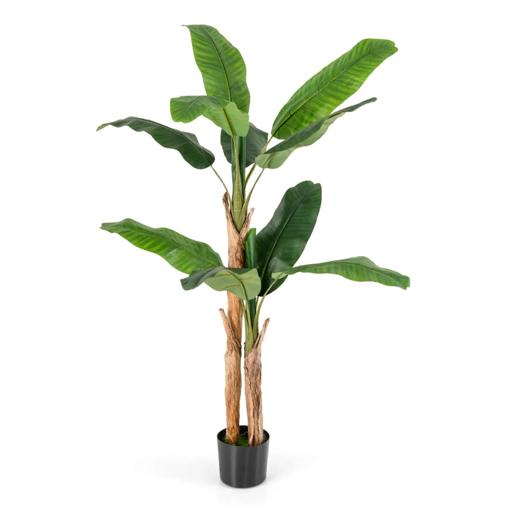 Pianta artificiale 165 cm con 10 grandi foglie in vaso robusto e stabile moderna decorazione per interni in PEVA verde 20_0018742