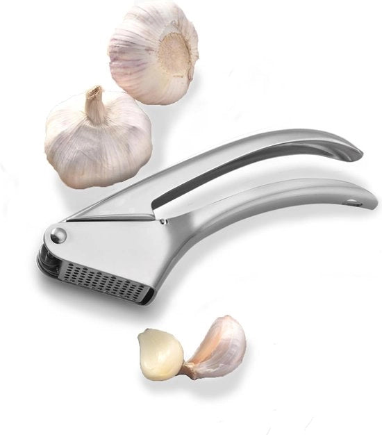 Knoflookpers RVS con Manopole a Gabbia Premium Snidorecipe Knoflook Gemakkelijk da riempiere per il lavastoviglie Disco in Acciaio Inox Argento