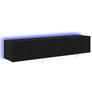 Mobile TV da parete con LED 2 pz | Armadietto TV | Mobile Porta TV Rovere Nero 80 x 35 x 31 cm