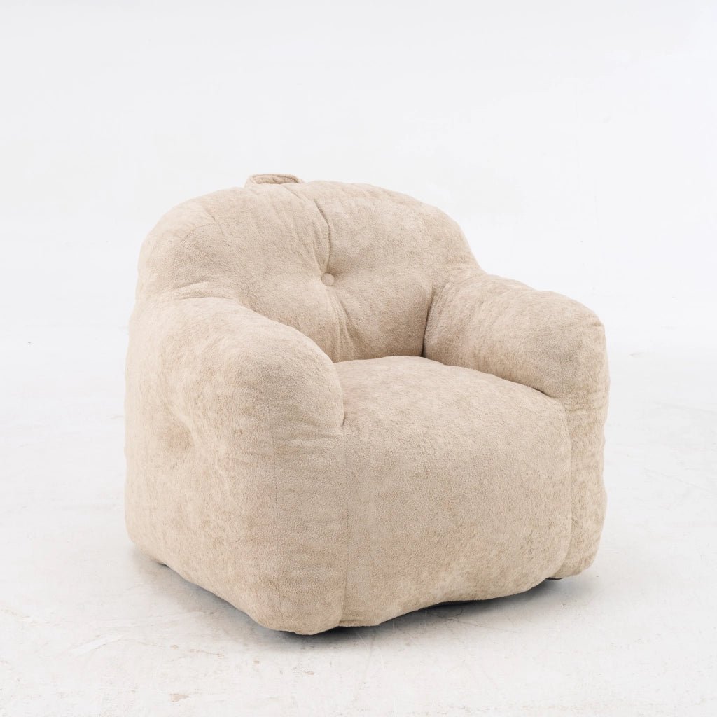 POLTRONA SACCO In tessuto effetto peluche Beige, pronta all'uso