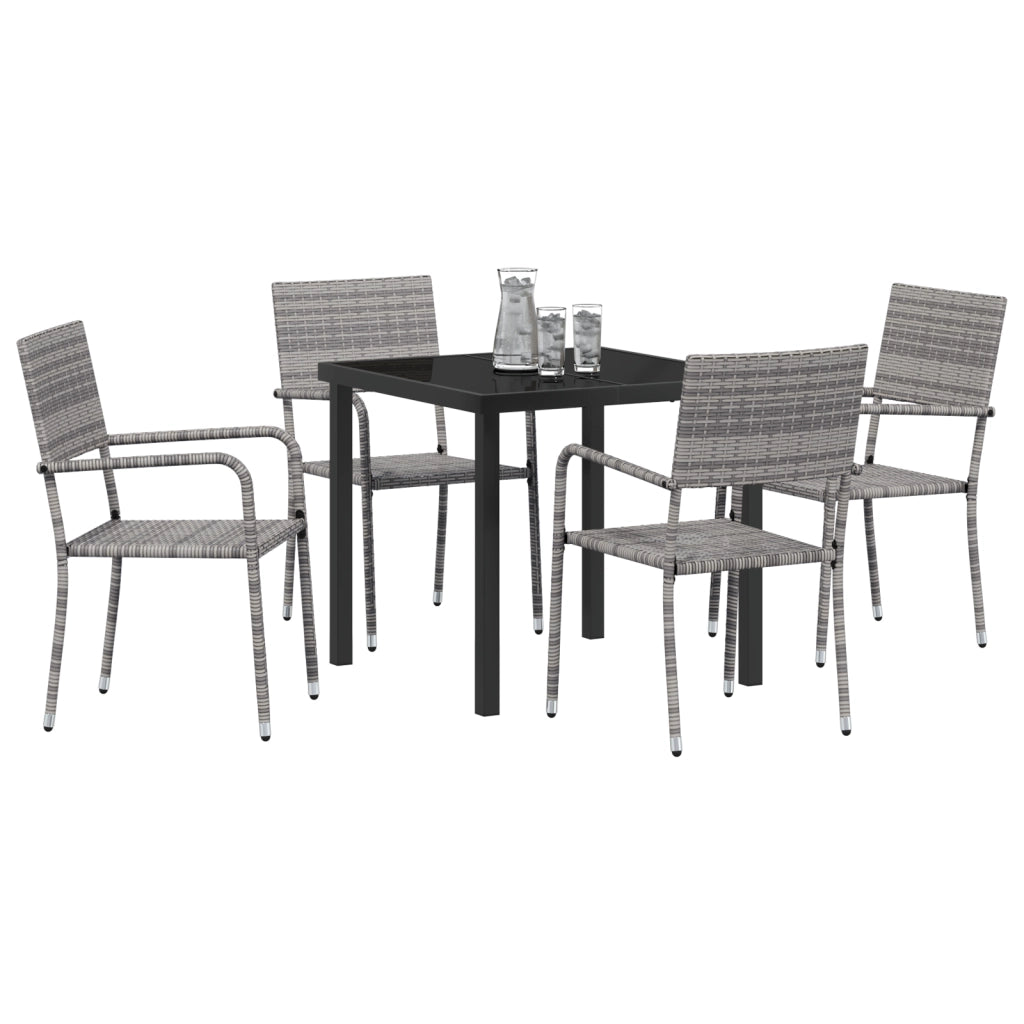 Set di Mobili da Giardino da 5 Pezzi Grigio Polyrattan