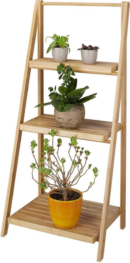 Scaffale per piante a 3 livelli pieghevole altezza x larghezza x profondità: ca. 99 x 45 x 32 cm in legno naturale