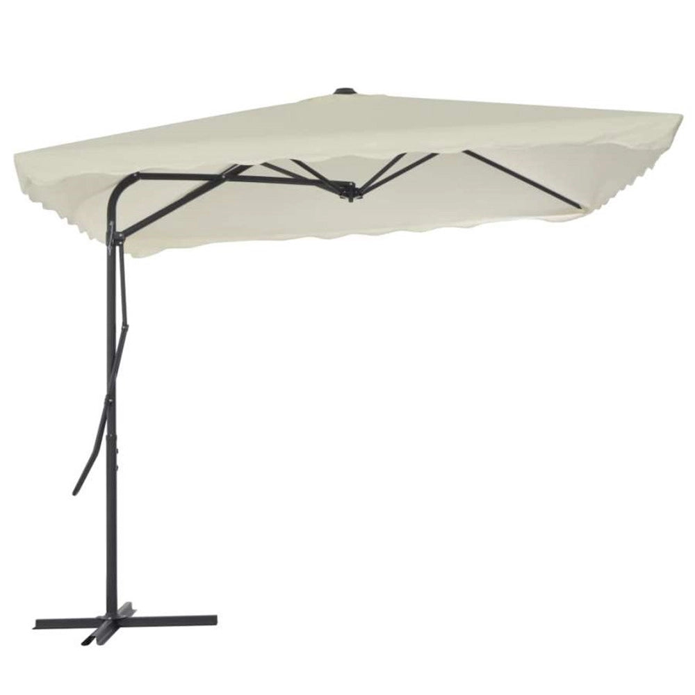 Trade Shop - Ombrellone Quadrato Da Esterno Giardino Palo Decentrato Con Base Beige 2.5 X 2.5mt 425004 -