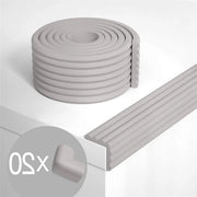 Protezione autoadesiva per bordi acqua-resistente per bambini schiuma morbida arredamento di sicurezza angolari 10m - protezione bordo + 20 Pack angolari protezione bordo grigio forma W