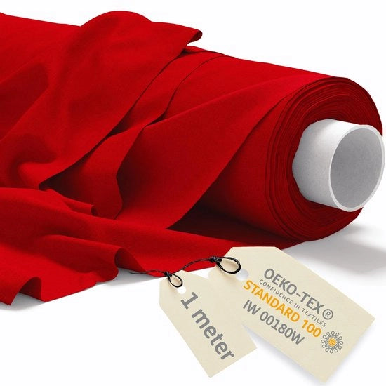 Tessuto in Cotone per Metro 1Mx160cm 145 g/m² - Tessuti per Sartoria per Metro - Telaio, Tela, Tessuto per Pareti - Molton, Rosso