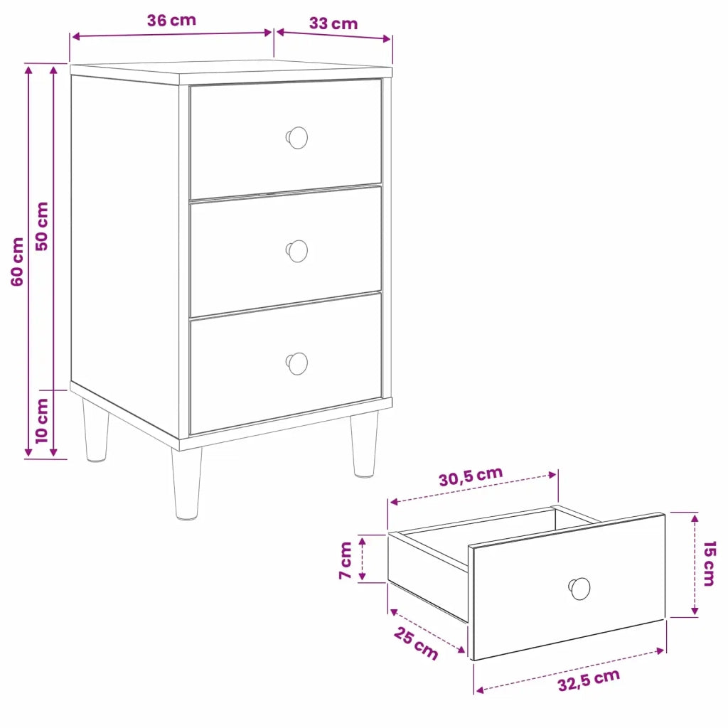 Armadio da Notte AACHEN 2 pz Rovere Sonoma 36 x 33 x 60 cm 8007304