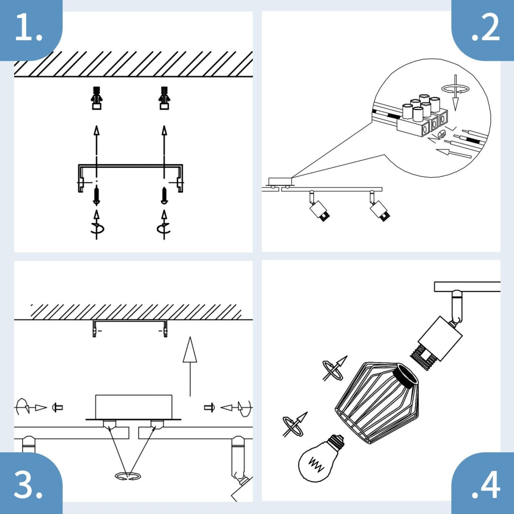 ZMH Faretto da soffitto bianchi 4 luci E14 metallo orientabili 350° industriali per corridoio soggiorno