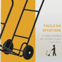 Carrello Portalegna in Acciaio con 2 Ruote per Interno ed Esterno, 77x42x105 cm, Nero