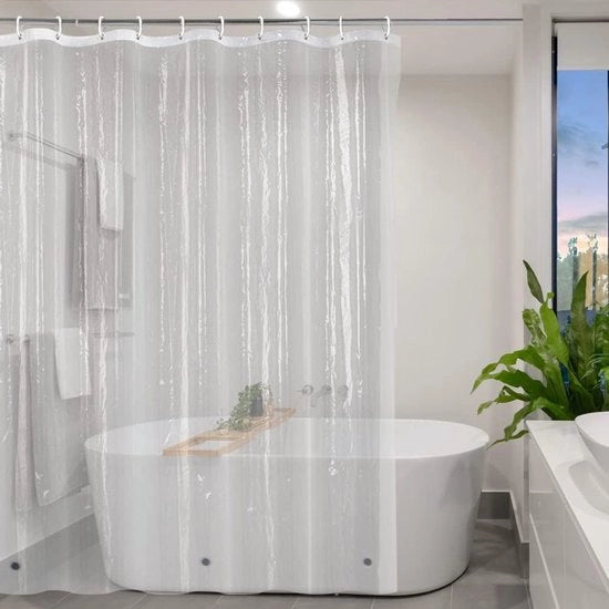 Transparenza Douchescherm 180 x 200 cm, Acqua-Resistente con Fondosso Magnetico, Doccia in PEVA con Ganci, Ideale per Bagno