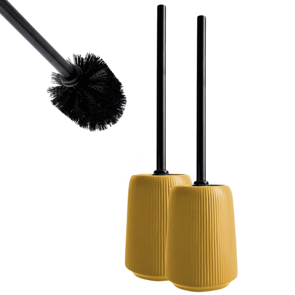 KADAX 2x Spazzolino per WC per bagno, in ceramica, giallo, moderno