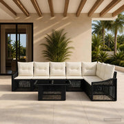 Set Divano da Giardino 8 pz Nero e Bianco Crema polyrattan 3437254