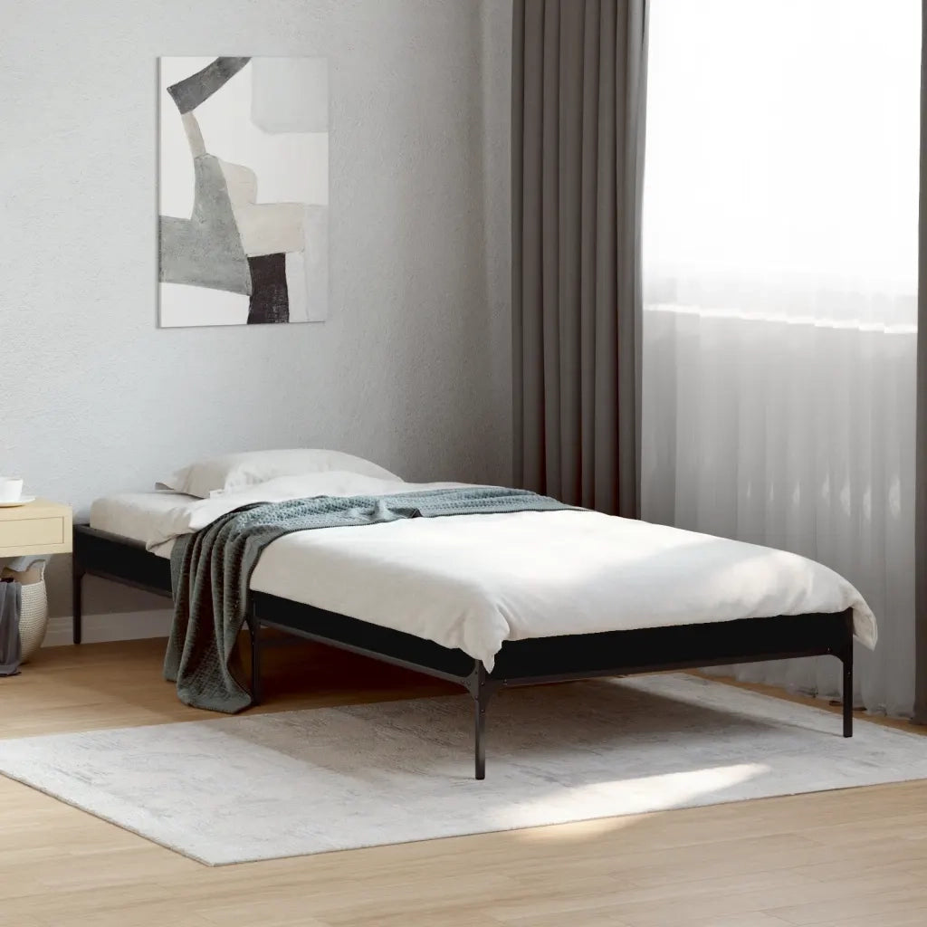 Giroletto Nero 75x190 cm in Legno Multistrato e Metallo