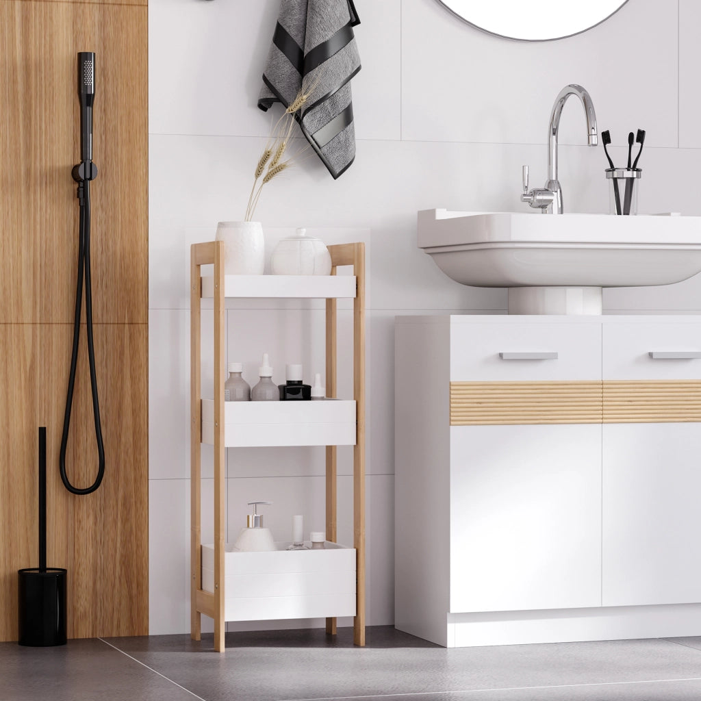 Mobile Bagno con Ripiani ¨C zephmum ¨C Bianco 27.5x20.8x74 cm