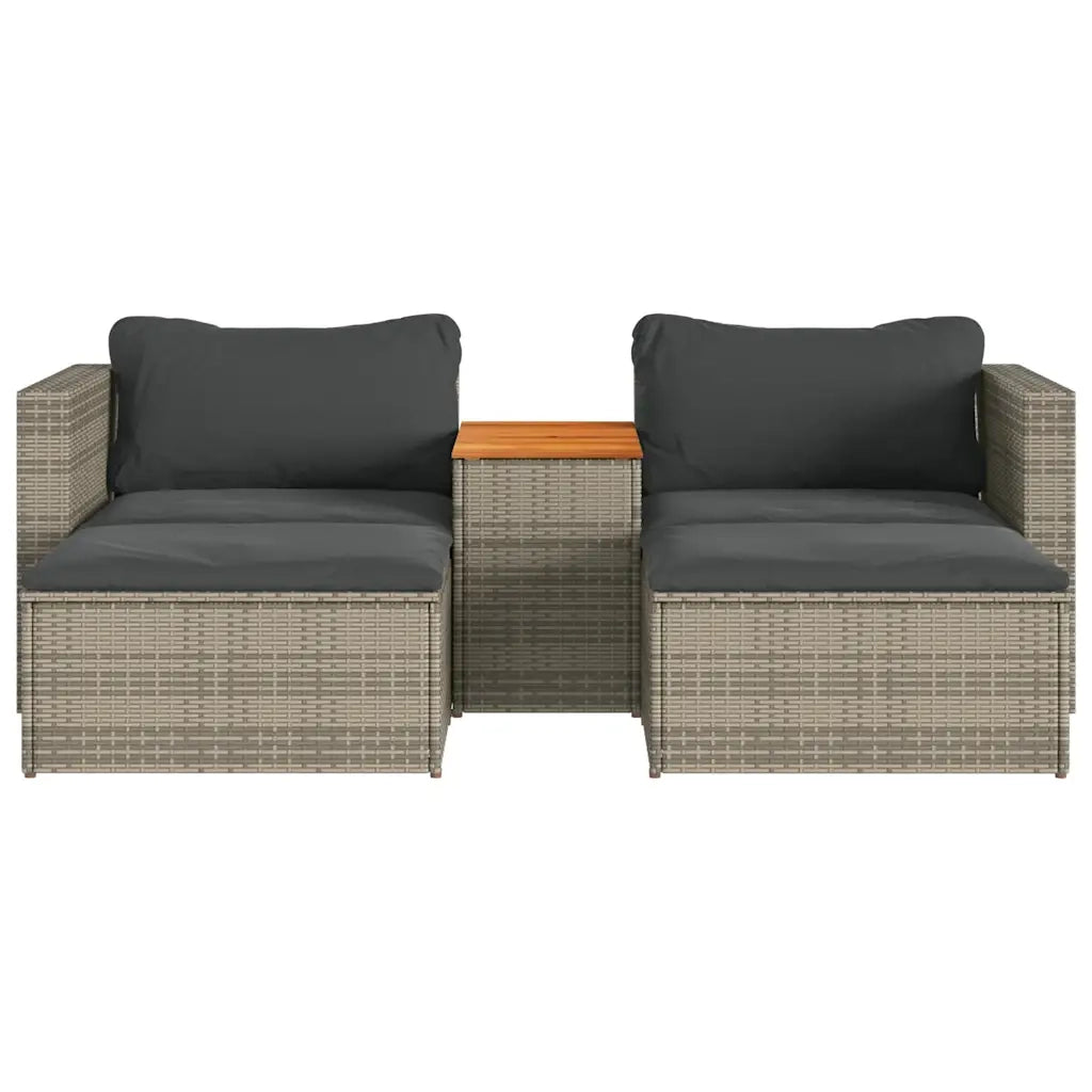 Set Divano Giardino 5 pz con Cuscini-Sofa da Giardino-Divanetto da esterno Grigio Polyrattan Acacia 154688
