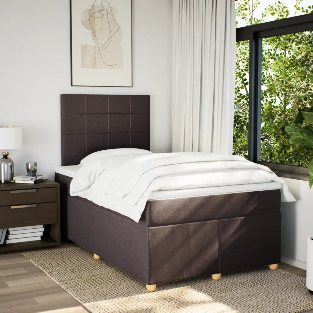 vidaXL Giroletto a Molle con Materasso Marrone Scuro 120x190cm Tessuto