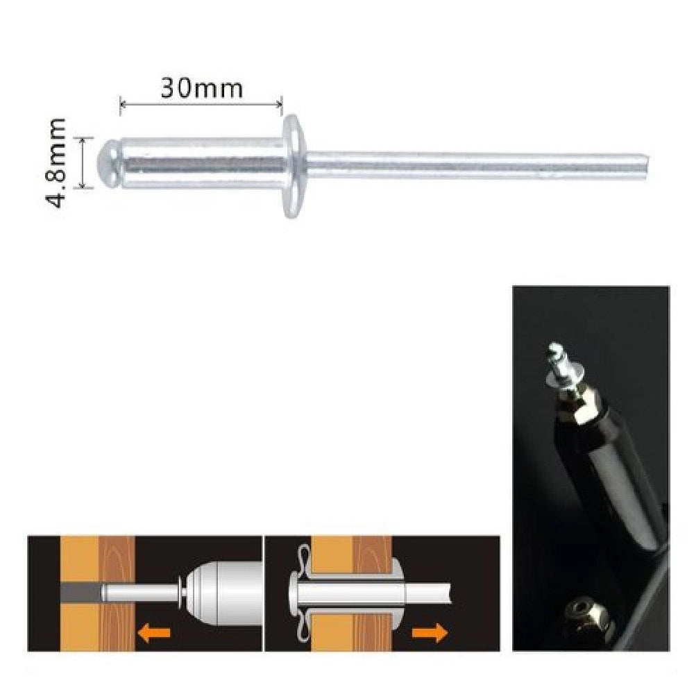 Trade Shop - Set 9 Pz Rivetti Rivetto 4.8x30mm Accessori Bricolage Ferramenta Fai Da Te 90826 -