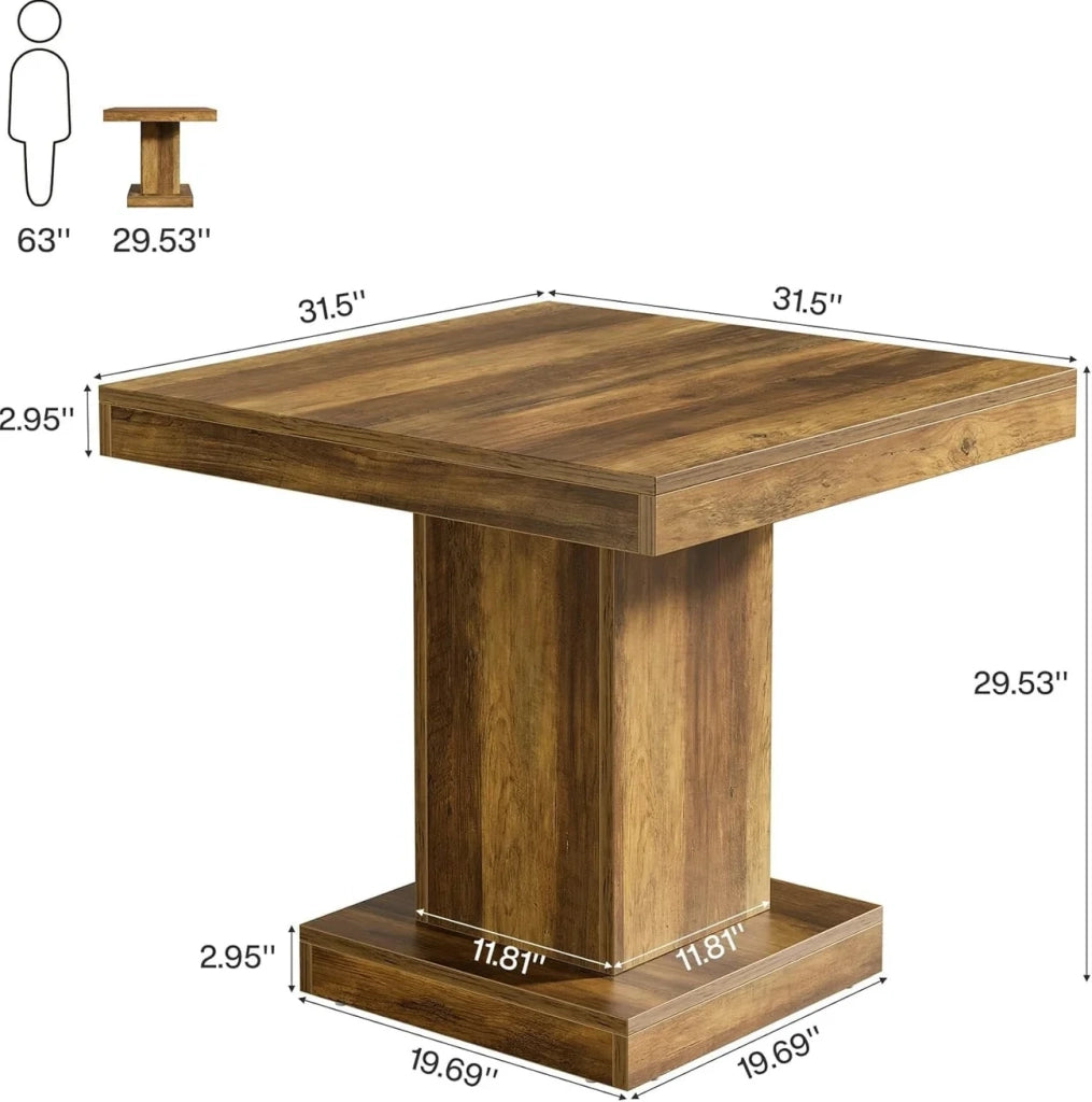 Tavolo da Pranzo Quadrato in MDF con Design Compatto e Stile Country