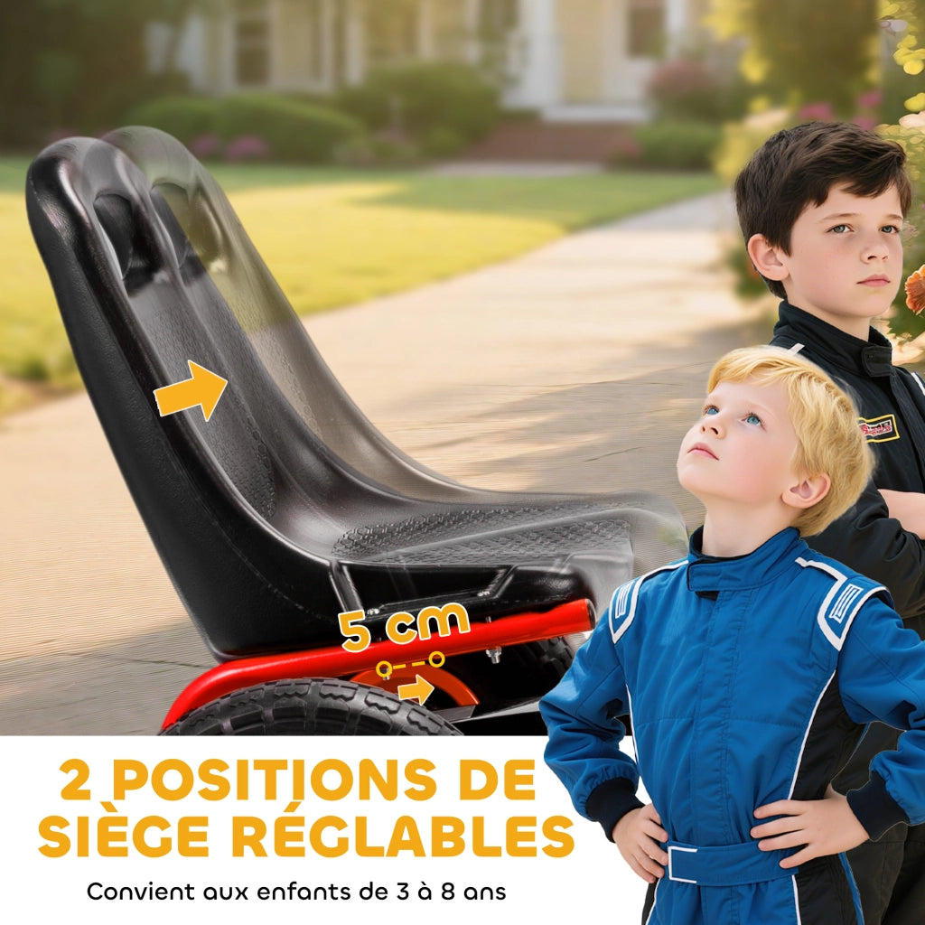 Go-Kart per bambini con sedile regolabile ¨C zephmum ¨C rosso 110x61x62 cm