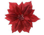 FIORE NATALIZIO ROSSO CON CLIP E GLITTER KAEMINGK D24X7 CM