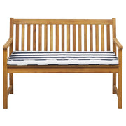 Panca da giardino leggera in legno di acacia 120 cm blu cuscino da seduta imbottitura a doghe design patio esterno stile rustico