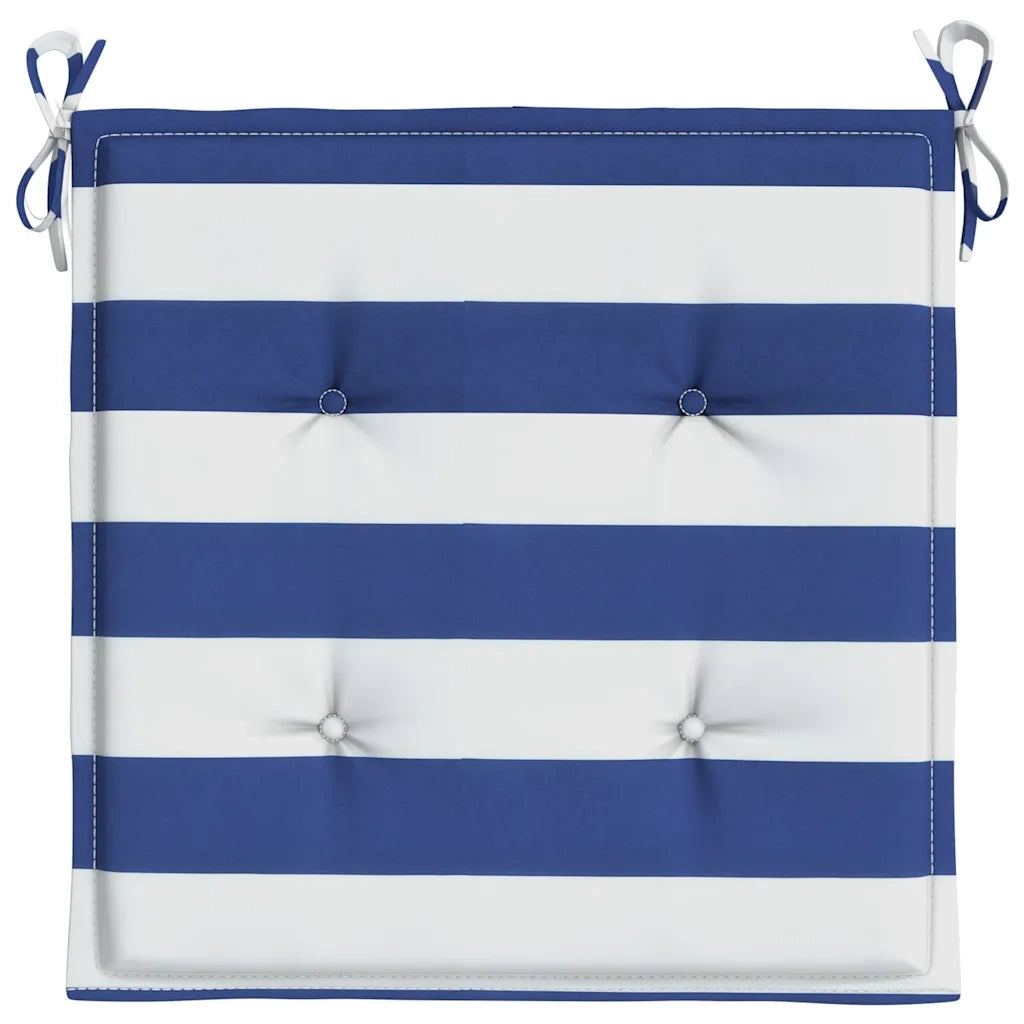 Cuscini per Sedia 2 pz | Cuscini per sedie Strisce Bianche e Blu 50x50x4 cm Tessuto