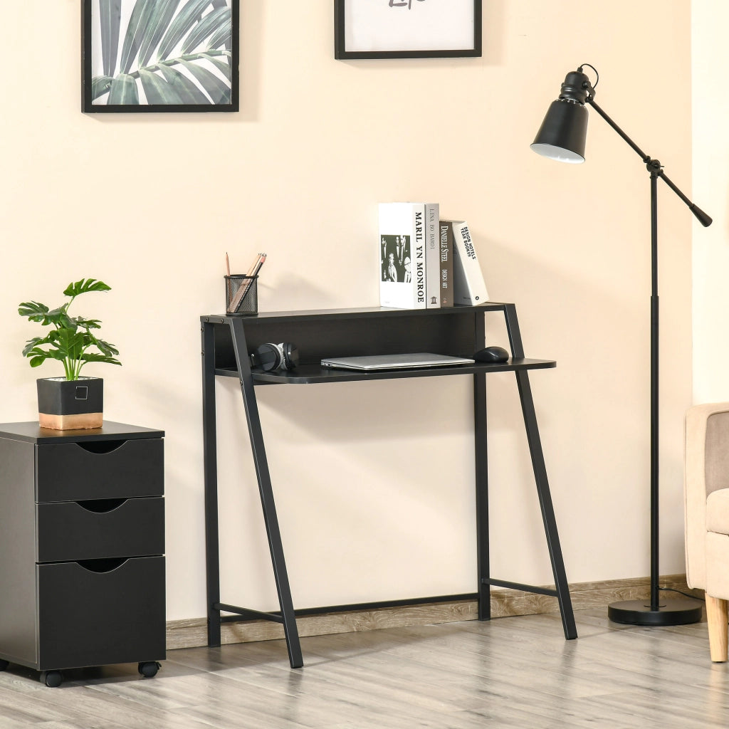 SCRIVANIA Computer 84x45x85 cm MDF Nero con ripiano e passacavi