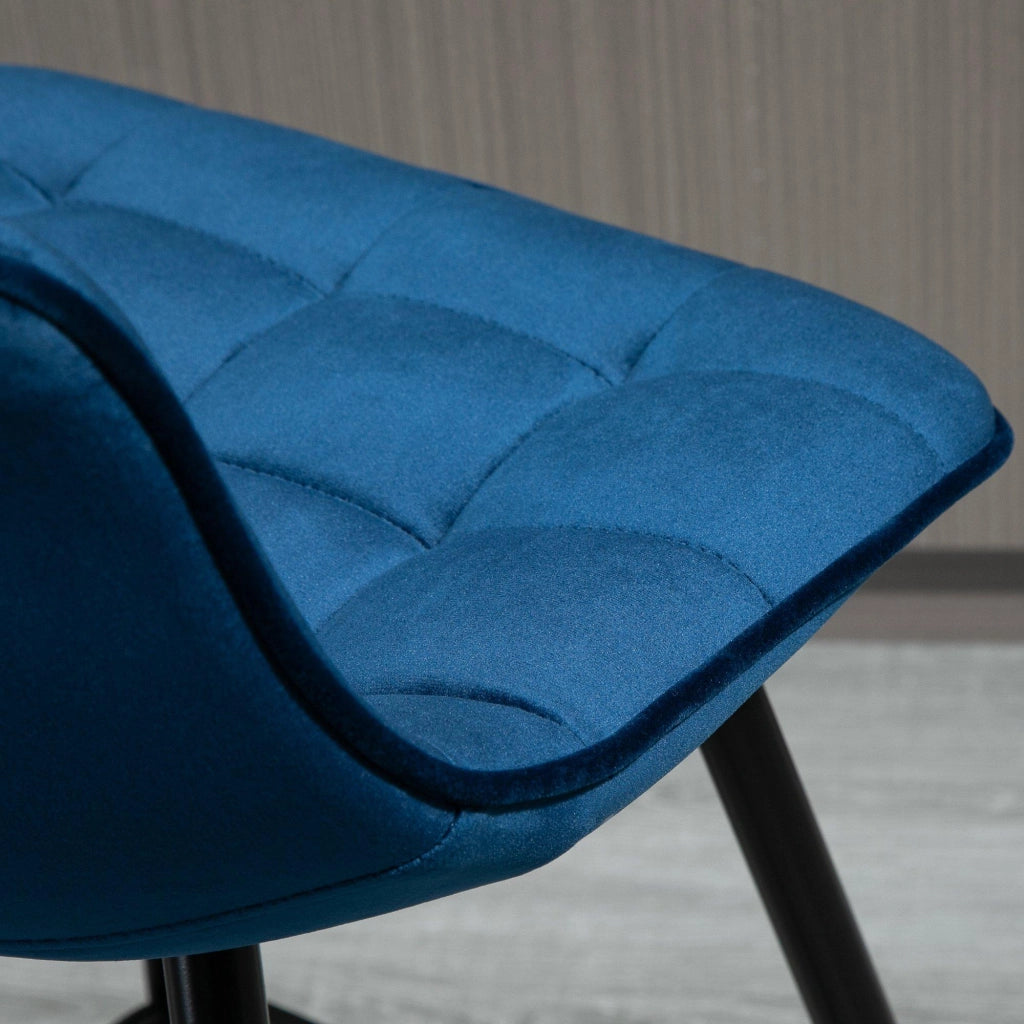 Set 2 Sgabelli Imbottite da Bar 45x47x88 cm in Metallo e Tessuto Vellutato Blu