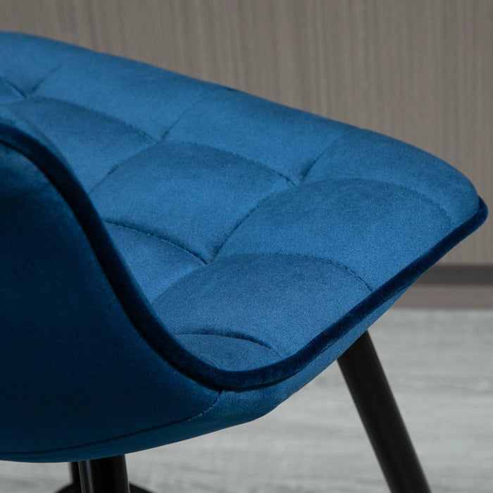 Set 2 Sgabelli Imbottite da Bar 45x47x88 cm in Metallo e Tessuto Vellutato Blu