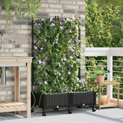 Vaso da Giardino con Irrigazione e Ruote 2 pz Nero PP 3423000