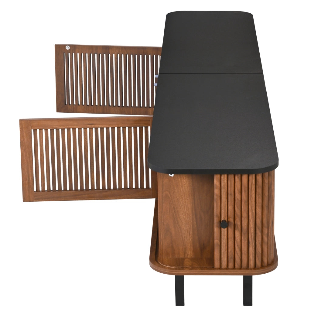 Mobile porta tv noce 190 cm con ante scorrevoli in rete e struttura in MDF
