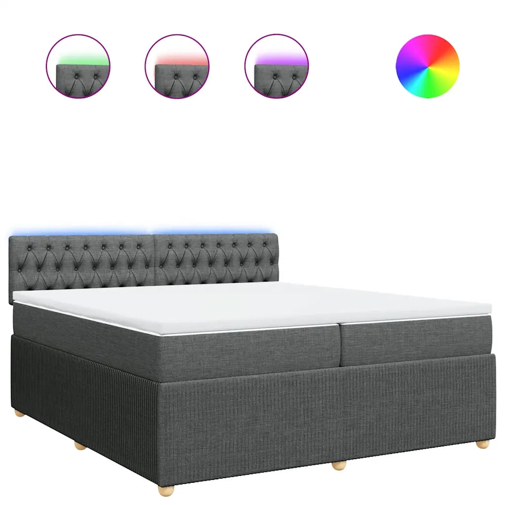 vidaXL Giroletto a Molle con Materasso Grigio Scuro 200x200 cm Tessuto