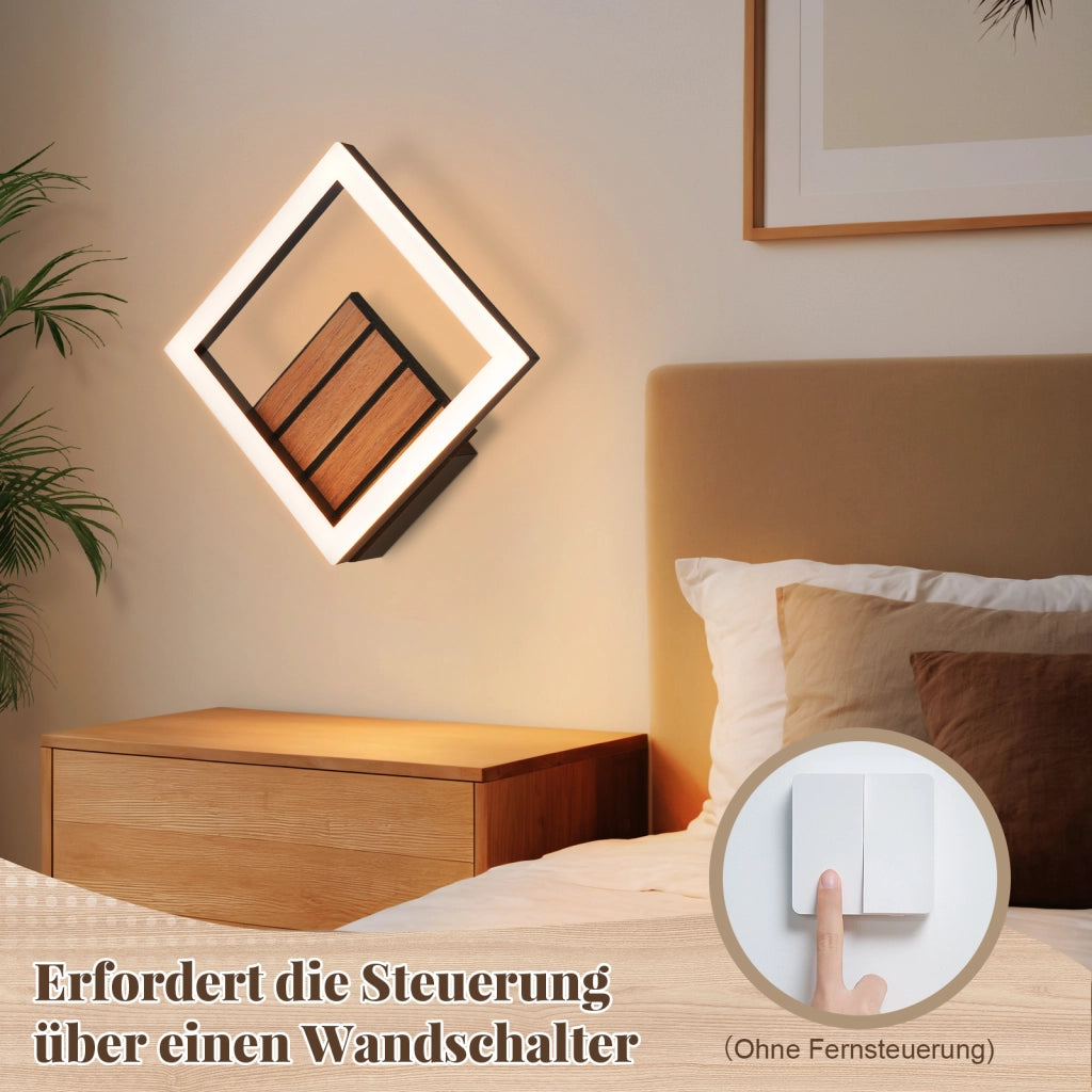 ZMH Lampada da Parete LED Interni 17cm Effetto Legno Moderna 7W 3000K Calda Indiretta per Soggiorno Camera Hotel