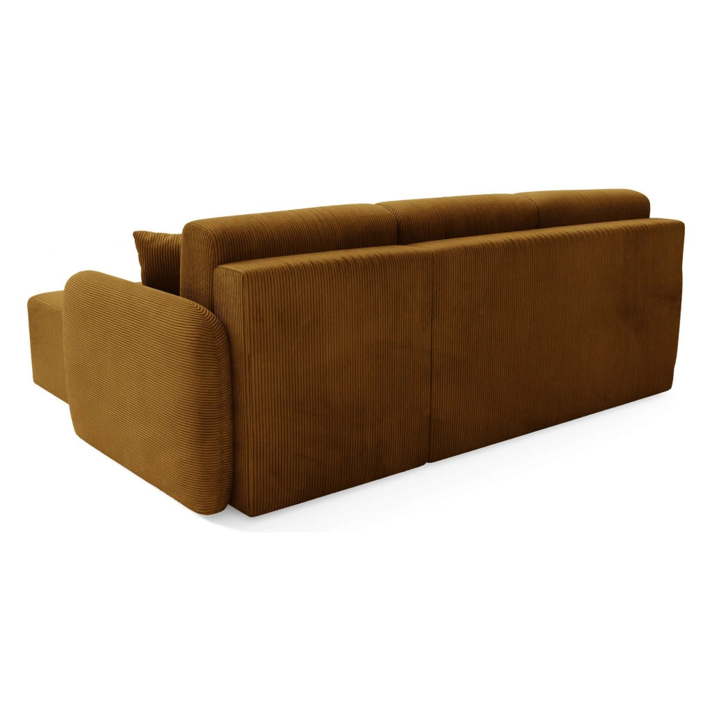 Ranco, Divano Letto con Penisola Contenitore, 245x185 cm Marrone