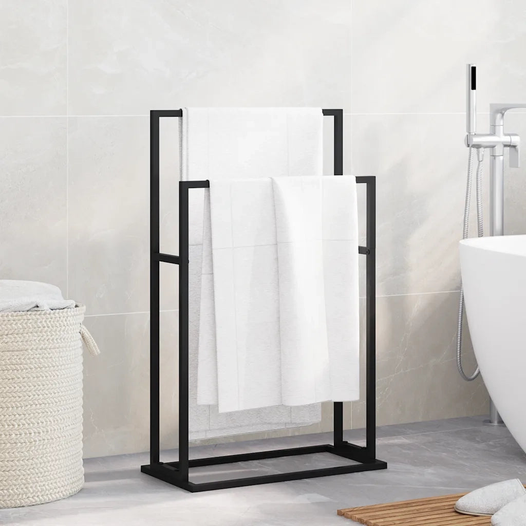 Portasciugamani Autoportante Nero 48x24x78,5 cm in Ferro 336127
