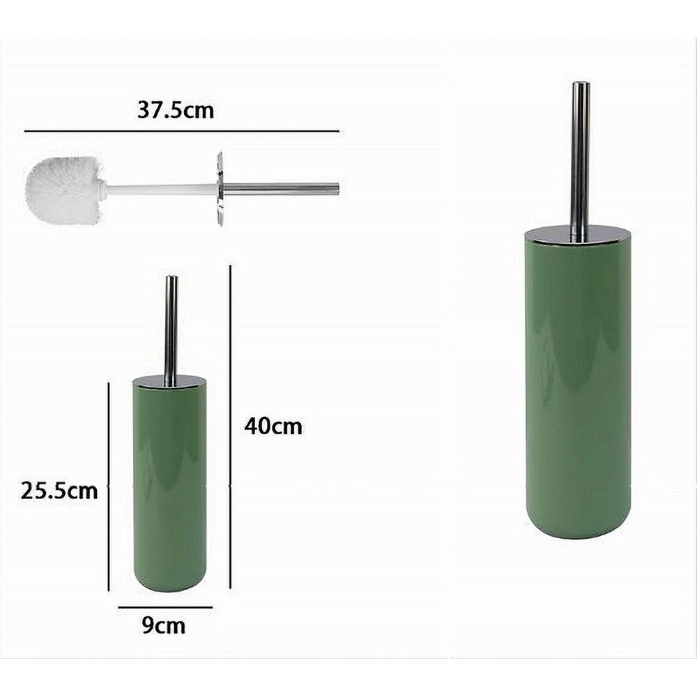 Trade Shop - Portascopino Porta Scopino Con Scopettino Wc Bagno Toilette Verde Silver 79878 -