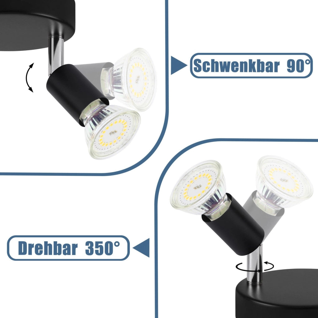 ZMH Faretto da soffitto neri 4 luci GU10 rotanti metallo stile moderno per soggiorno cucina corridoio sala pranzo